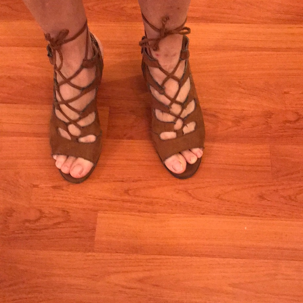 Lace up open toe shoes